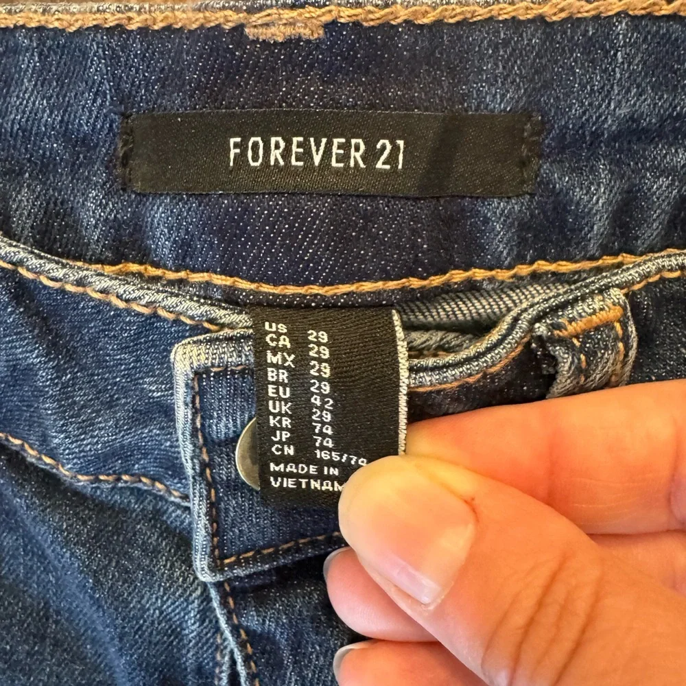 Forever21 dark blue denim cuffed shorts